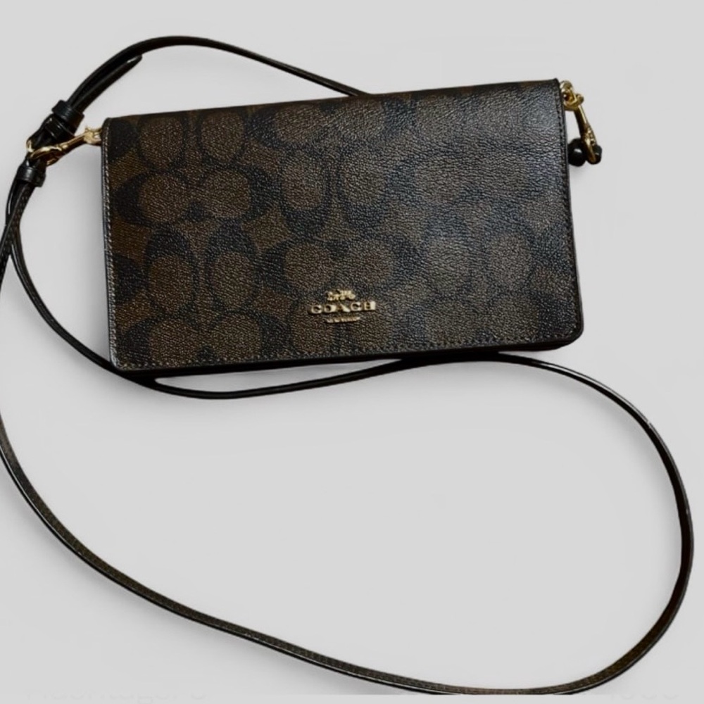 Coach Brown Foldover Crossbody Bag✨